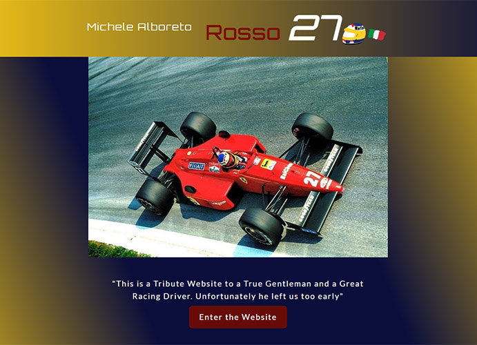 image of michele alboreto driving a ferrari